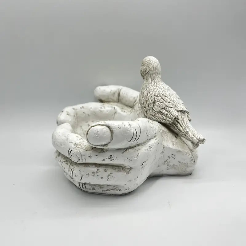 Resin Hand-Shaped Bird Feeder & Bath