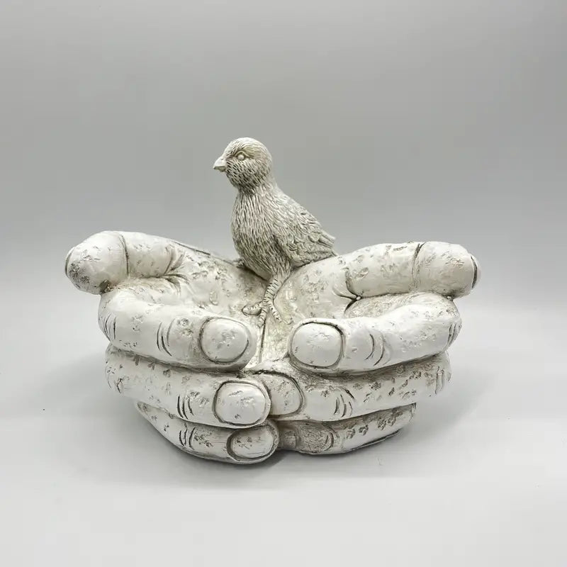 Resin Hand-Shaped Bird Feeder & Bath