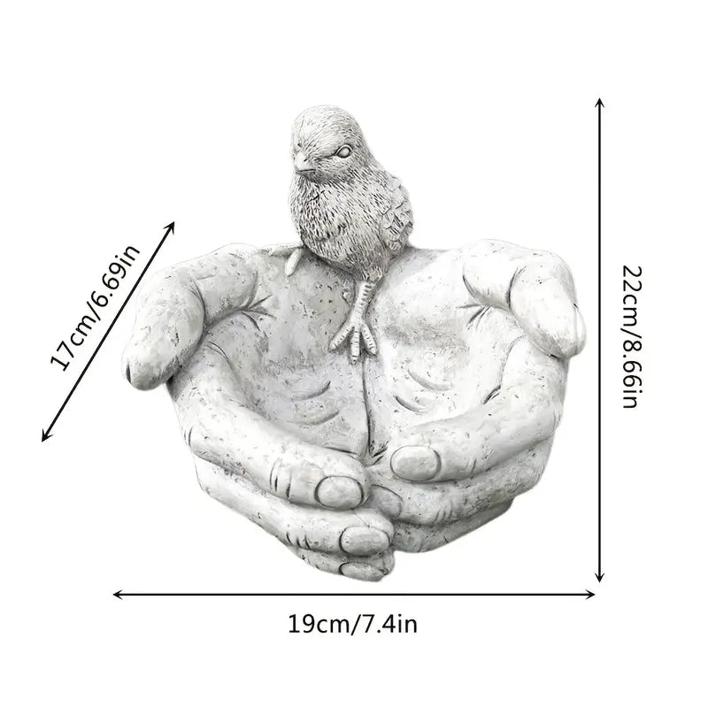 Resin Hand-Shaped Bird Feeder & Bath