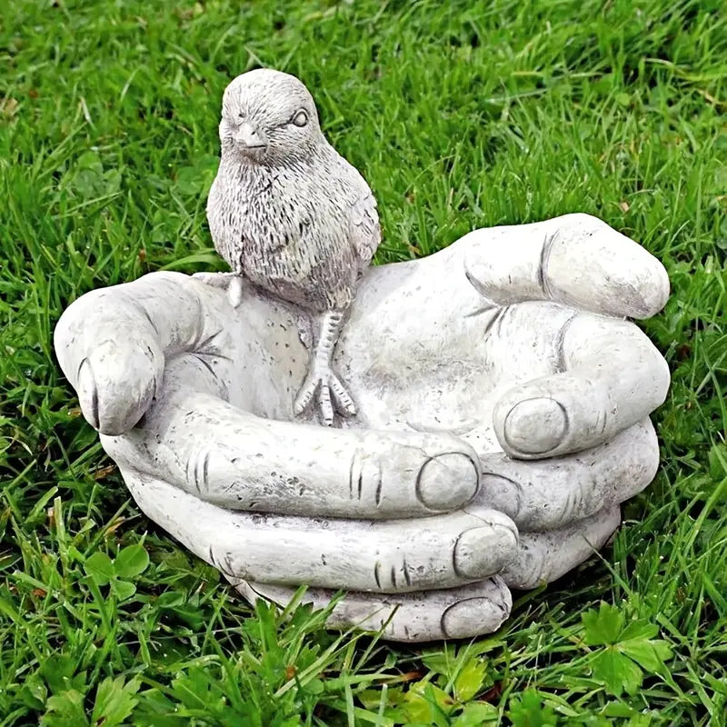 Resin Hand-Shaped Bird Feeder & Bath