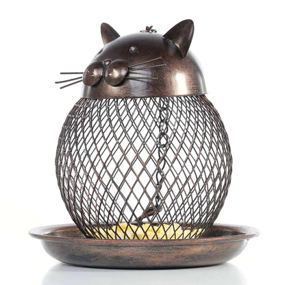Modern Metal Cat Bird Feeder Home Decor Gift