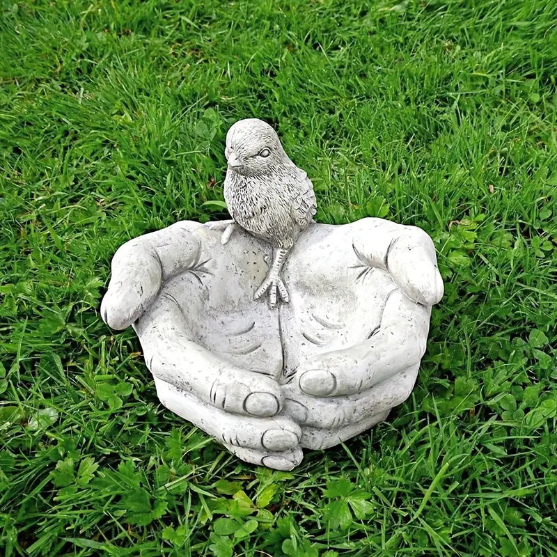 Resin Hand-Shaped Bird Feeder & Bath