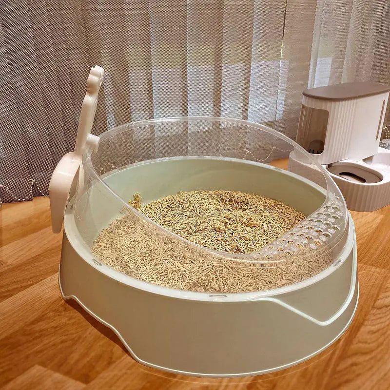 Large Semi-Enclosed Kitty Litter Box with Scoop