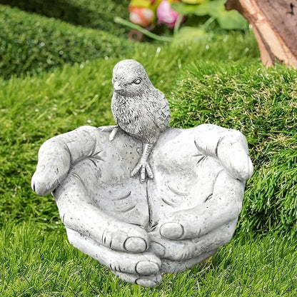 Resin Hand-Shaped Bird Feeder & Bath