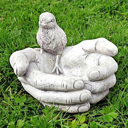 Resin Hand-Shaped Bird Feeder & Bath