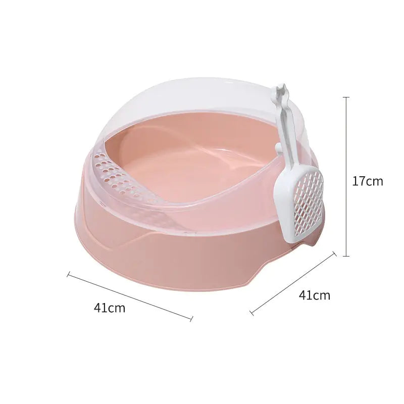 Large Semi-Enclosed Kitty Litter Box with Scoop