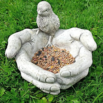 Resin Hand-Shaped Bird Feeder & Bath