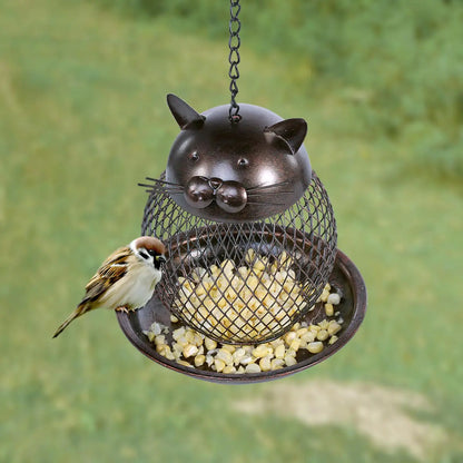 Modern Metal Cat Bird Feeder Home Decor Gift
